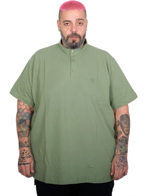 Mode Xl Büyük Beden Erkek Hakim Yaka Polo T-Shirt  U24339 Çağla Yeşili Kısa Kol Günlük Tarz %100 Pamuk