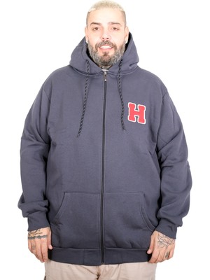 Mode Xl Büyük Beden Erkek Kapüşonlu Kanguru Cepli Sweatshirt U25811 Fume