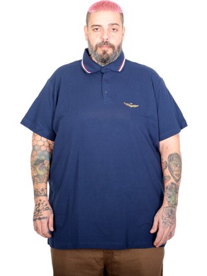 Mode Xl Büyük Beden Erkek Eagle Polo Yaka T-Shirt 25315 Indıgo