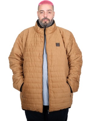 ModeXL Mode Xl Büyük Beden Erkek Kapitone Dik Yaka Mont 22604 Kahverengi