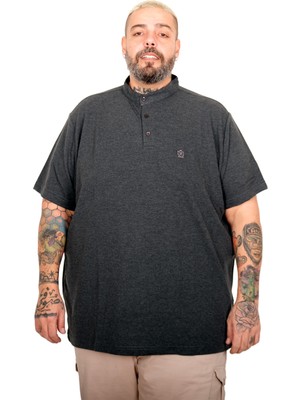 Mode Xl Büyük Beden Erkek Hakim Yaka Polo T-Shirt U24339 Antrasıt