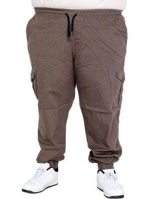 Mode Xl Erkek Büyük Beden Keten Kargo Jogger Pantolon Barcelona 25911 Haki