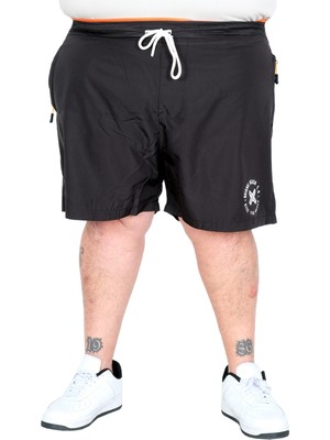 ModeXL Mode Xl Büyük Beden Erkek Deniz Şortu Miami Beach Baskılı Fox 25401 Sıyah