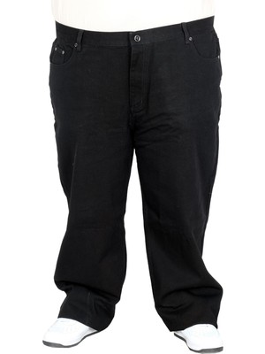 Mode Xl Büyük Beden Erkek Retro Gabardin Pantolon 20924 Rahat Kalıp Pamuk Siyah