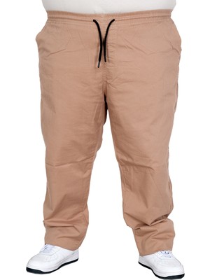 ModeXL Mode Xl Büyük Beden Erkek Keten Jogger Pantolon Milano 21913 Cappucıno