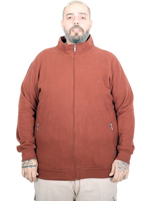 Mode Xl Büyük Beden Erkek Dik Yaka Cepli Hırka U24442 Kiremit