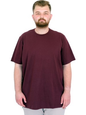 ModeXL Mode Xl Büyük Beden Erkek T-Shirt Bisiklet Yaka U25035 Mürdüm