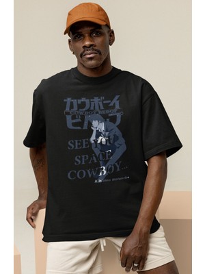 Sevbano Cowboy Bebop Space Cowboy Baskılı Unisex Oversize Anime Dizi Tasarım Tişört