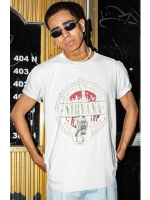 Sevbano Nirvana Rock Metal Baskılı Unisex Oversize Efsane Müzik Grubu Tişört