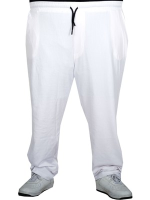 ModeXL Mode Xl Büyük Beden Erkek Jogger Pantolon Düz Platin Jakar 24913 Beyaz