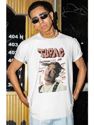 Sevbano Tupac Rapper Baskılı Unisex Oversize 2pac Şarkıcı Tişört