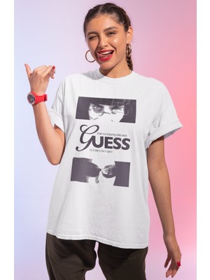 Sevbano Billie Eilish Guess Baskılı Unisex Oversize Şarkıcı Tişört