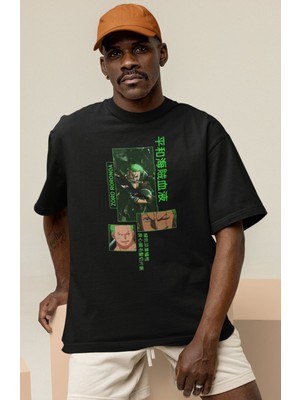 Sevbano Roronoa Zoro Baskılı Unisex Oversize One Piece Anime Karakter Tişört