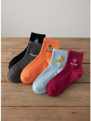 Sockshion Bayan Meyve Desenli Yarım Patik Çorap Seti 5 Çift