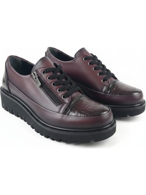 Iç Dış Hakiki Deri Ortopedik Taban Yandan Fermuarlı Kadın Günlük Ayakkabı