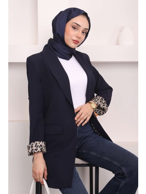 İmaj Butik Lacivert Kruvaze Yaka Cepli Blazer Ceket