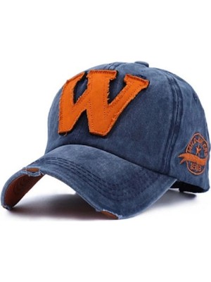 Verahed Eskitme Detaylı W Nakışlı Bordo Baseball Unisex Ayarlanabilir Beyzbol Şapka