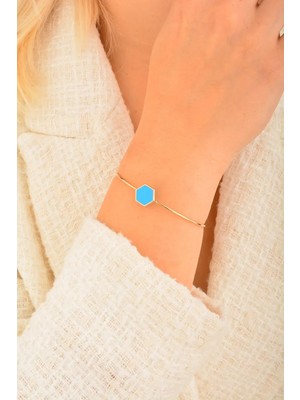 CEBECİ Cebeci 14 Ayar Mavi Mineli Rose Altın Bilezik