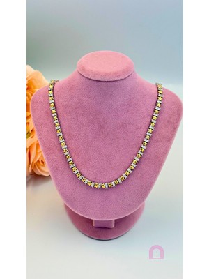 Normadia Parlak Yıldızlı Çelik ve 14K Renkli Taşlı Şık Kolye