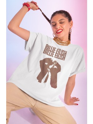 Sevbano Tasarım Billie Eilish Baskılı Unisex Oversize Şarkıcı Tişört