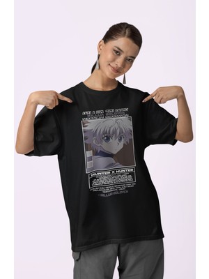 Sevbano Tasarım Killua Zoldyck Hunter x Hunter Baskılı Unisex Oversize Anime Dizi Karakter Tişört