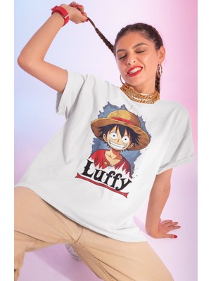 Sevbano Monkey D. Luffy Baskılı Unisex Oversize One Piece Anime Dizi Karakter Tişört