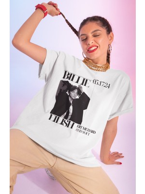 Sevbano Tasarım Billie Eilish Hit Me Hard And Soft Baskılı Unisex Oversize Şarkıcı Tişört