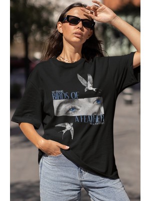Sevbano Özel Tasarım Billie Eilish Baskılı Unisex Oversize Şarkıcı Tişört