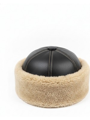 Okçu Baba Okcubaba El Yapımı Hakiki Deri Kürklü Siyah Börk – Soğuk Geçirmez, Geleneksel Başlık