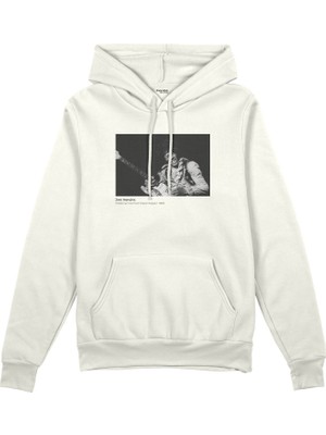 The Lucid Lab Jimi Hendrix Falkoner Centret Copenhagen 1969 Oversize Hoodie - Beyaz