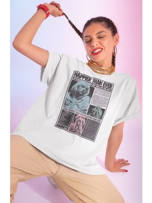 Sevbano Happier Than Ever Billie Eilish Baskılı Unisex Oversize Şarkıcı Tişört