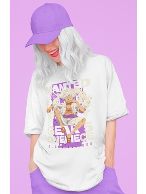Sevbano Wanted Gear 5 Monkey D. Luffy Baskılı Unisex Oversize Anime Dizi Karakter Tişört