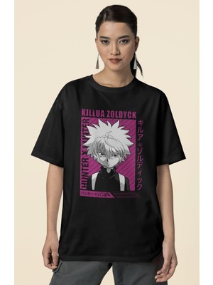 Sevbano Tasarım Killua Zoldyck Hunter x Hunter Baskılı Unisex Oversize Anime Dizi Karakter Tişört