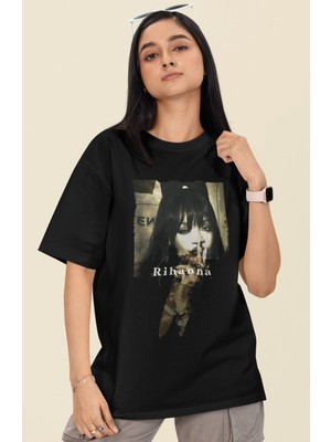 Sevbano Tasarım Rihanna Baskılı Unisex Oversize Şarkıcı Tişört
