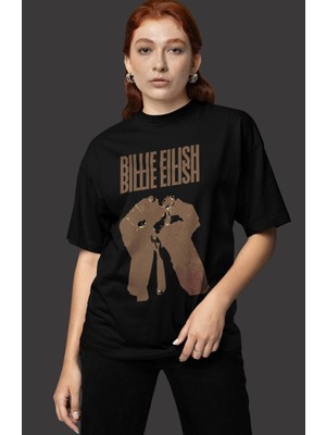 Sevbano Tasarım Billie Eilish Baskılı Unisex Oversize Şarkıcı Tişört