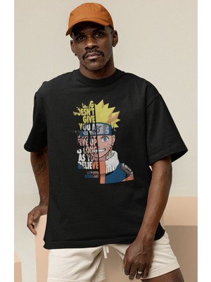 Sevbano Naruto Uzumaki Baskılı Unisex Oversize Naruto Anime Dizi Karakter Tişört