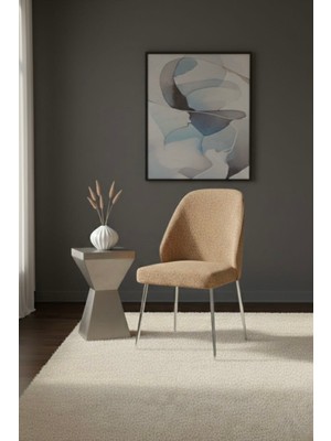 Todek Home Safir 4 Adet Metal Ayaklı Sandalye Babyface Kumaş Mutfak Salon Yemek Masası Sandalyesi