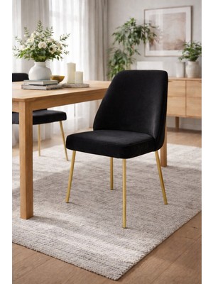 Todek Home Safir 4 Adet Metal Ayaklı Sandalye Babyface Kumaş Mutfak Salon Yemek Masası Sandalyesi