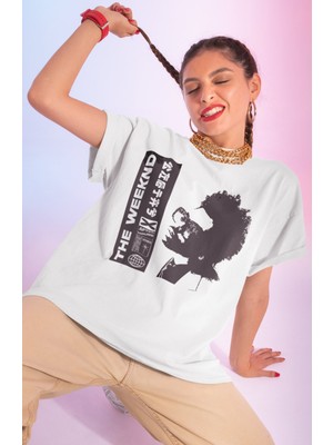 Sevbano Tasarım The Weeknd Rapper Baskılı Unisex Oversize Şarkıcı Tişört