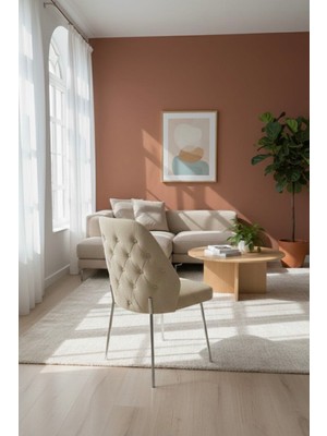 Todek Home Safir 6 Adet Metal Ayaklı Sandalye Babyface Kumaş Mutfak Salon Yemek Masası Sandalyesi