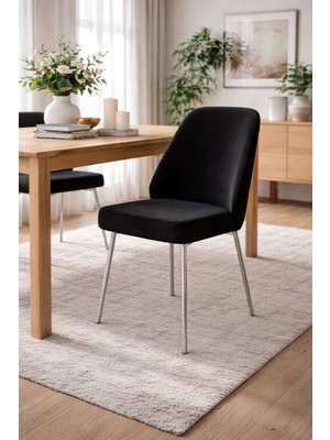 Todek Home Safir 6 Adet Metal Ayaklı Sandalye Babyface Kumaş Mutfak Salon Yemek Masası Sandalyesi
