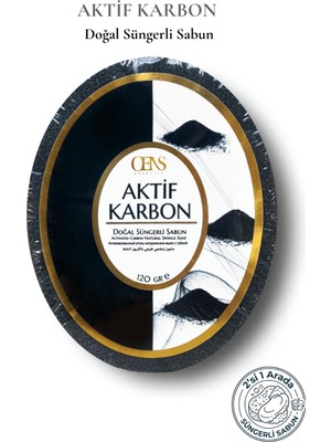 Oens Aktif Karbon Özlü Doğal Süngerli Sabun Derinlemesine Cilt Temizleyici 120 gr