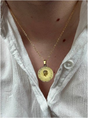 Normadia Paslanmaz Çelik Atatürk Temalı Unisex Kolye, Şık ve Dayanıklı Tasarım