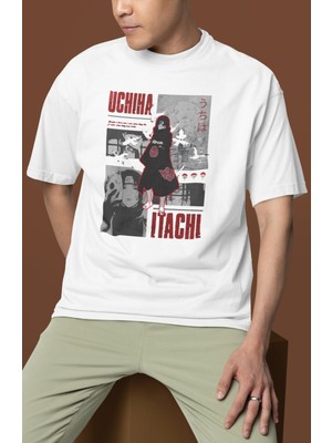 Sevbano Tasarım Uchiha Itachi Baskılı Unisex Oversize Naruto Anime Dizi Karakter Tişört
