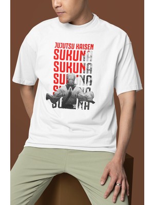 Sevbano Jujutsu Kaisen Ryomen Sukuna Baskılı Unisex Oversize Anime Dizi Karakter Tişört