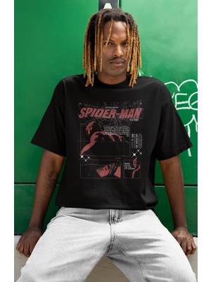Sevbano Tasarım Spiderman Örümcek Adam Baskılı Unisex Oversize Peter Parker Film Kahramanı Tişört