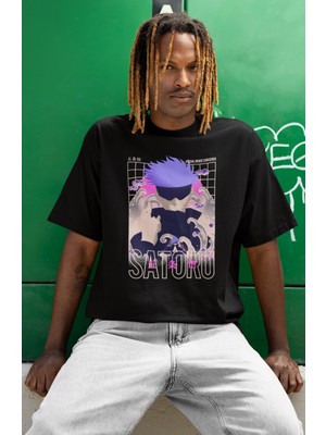 Sevbano Gojo Satoru Baskılı Unisex Oversize Jujutsu Kaisen Anime Dizi Karakter Tişört