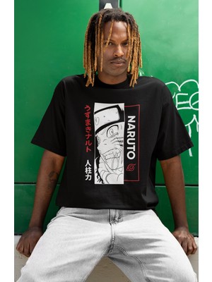 Sevbano Naruto Uzumaki Baskılı Unisex Oversize Anime Dizi Karakter Tişört
