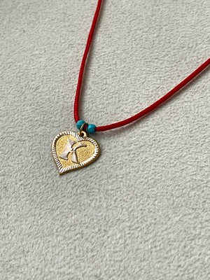 Rupen Kraft Kırmızı Ipli 14 Ayar Altın K Harfi Kolye Altın Kalpli Harf Kolye Altın Harf