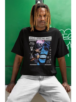 Sevbano Sung Jin Woo Solo Leveling Baskılı Unisex Oversize Anime Dizi Karakter Tişört